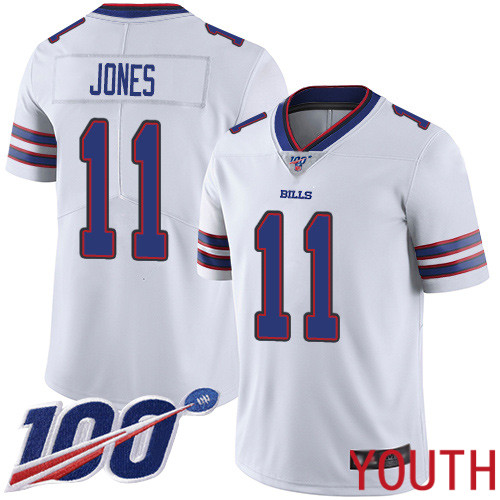 Youth Buffalo Bills 11 Zay Jones White Vapor Untouchable Limited Player 100th Season NFL Jersey